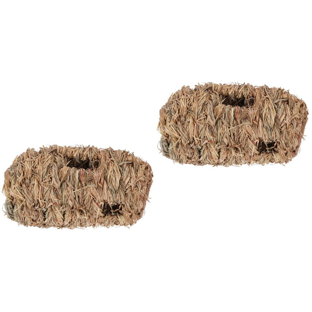 Hamster Grass House Tunnel Hideaway Hiding Hideout Straw Hamsters Tunnel Sleeping Cage Tube Animal Habitat Weaved Small Animals & Pet Supplies > Pet Supplies > Small Animal Supplies > Small Animal Habitats & Cages FRCOLOR   