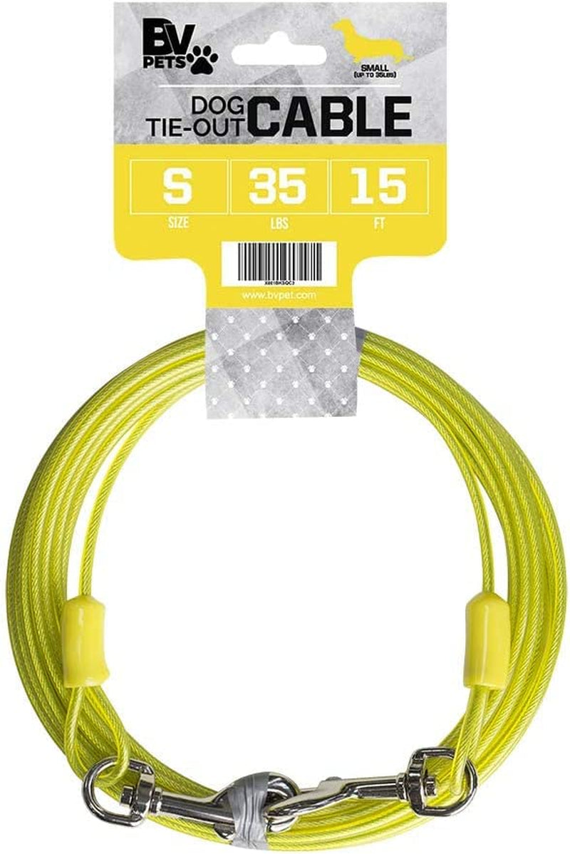 BV Pet Small Tie Out Cable for Dog up to 35 Pound, 25-Feet Animals & Pet Supplies > Pet Supplies > Dog Supplies > Dog Apparel BV C-Yellow 35lbs/ 15ft 