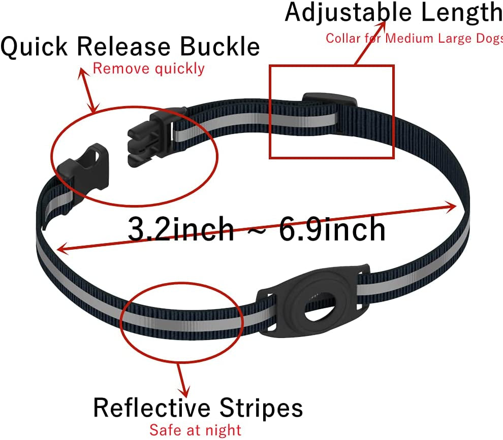 HPHRE Airtag Dog Collar Holder Compatible with Apple Airtags, 1.5 Inch Width Adjustable Nylon Pet Waterproof Silicone Protective Case for Small Medium Large Extra Dogs -Black, Black Electronics > GPS Accessories > GPS Cases HPHRE   