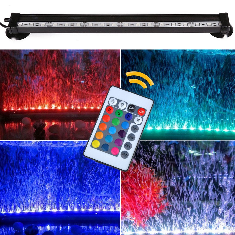 Dystyle 16CM-51CM RGB Waterproof Aquarium 5050 LED Light Remote Control Air Bubble Lamp Fish Tank Light Submersible Light Making Oxygen Animals & Pet Supplies > Pet Supplies > Fish Supplies > Aquarium Lighting DYstyle   