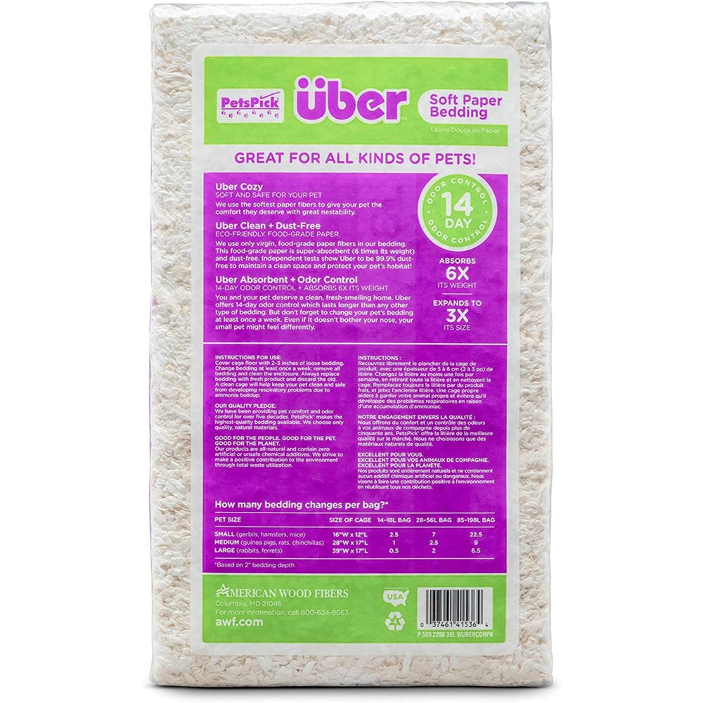 Petspick Uber Soft Paper Pet Bedding for Small Animals, White 56L Animals & Pet Supplies > Pet Supplies > Small Animal Supplies > Small Animal Bedding American Wood Fibers   