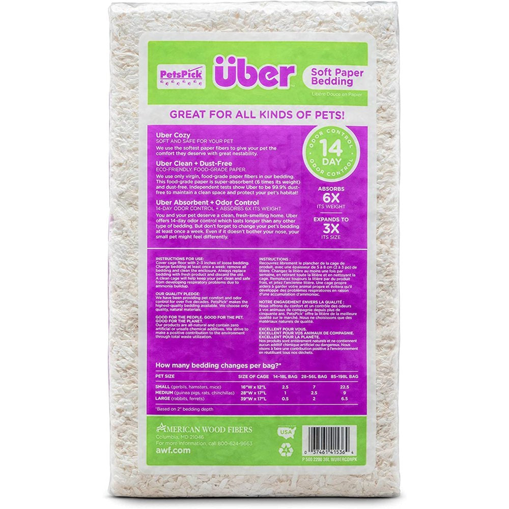 Petspick Uber Soft Paper Pet Bedding for Small Animals, White 56L