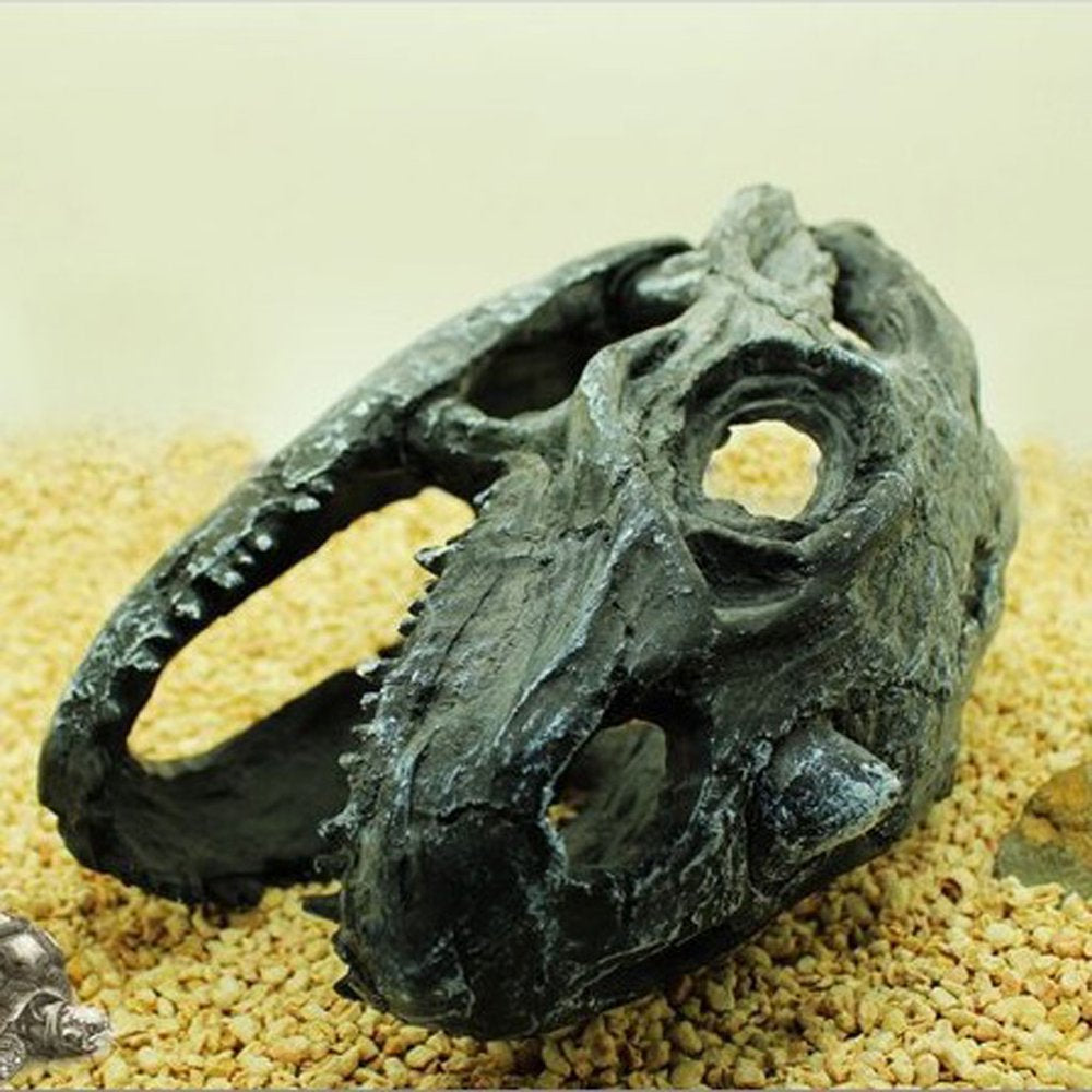 Skull Reptile Cave, Resin Hiding Habitat Aquarium Terrarium Decoration Ornament Turtles Amphibians Fish