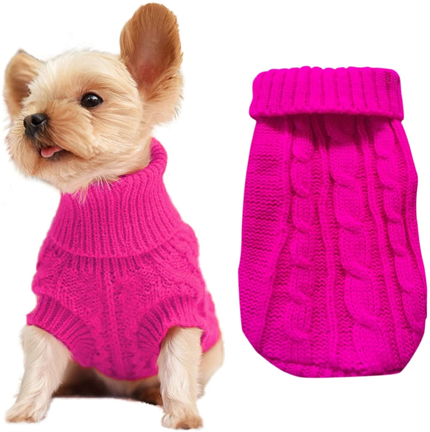 Dog Sweaters for Small Dogs, Pet Sweaters Classic Knitwear Winter Girl Boys Dog Clothes Chihuahua Coat Warm Puppy Costume Clothing Cute Doggie Sweater Apparel for Yorkie Christmas Animals & Pet Supplies > Pet Supplies > Dog Supplies > Dog Apparel SVVOOD Rose Red S (2-3lb)-Chest 10.9 in, Back 7.8 in 