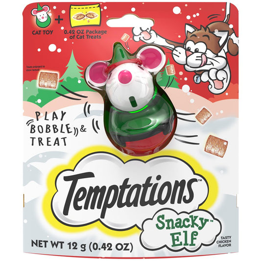 TEMPTATIONS Snacky Elf Cat Toy and Sample Treat Pack, Tasty Chicken Flavor, .42 Oz. Pouch Animals & Pet Supplies > Pet Supplies > Cat Supplies > Cat Treats Mars Petcare   