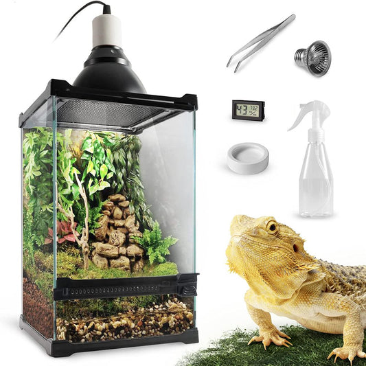 FSROLTPI Reptile Tall Glass Terrarium, Vertical Tank Starter Kit, 8X8X12In Mini Front Open Door Cage, Full View Screen Habitat Ventilation Enclosure for Small Chameleon Snake Lizard Animals & Pet Supplies > Pet Supplies > Reptile & Amphibian Supplies > Reptile & Amphibian Substrates FSROLTPI   