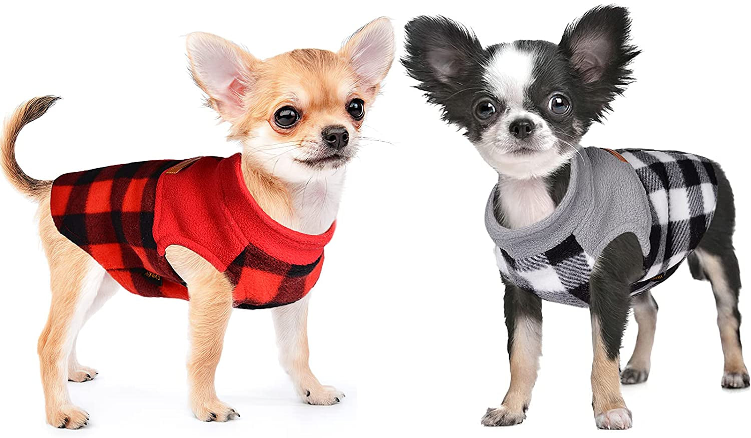 2 Pieces Valentine'S Day Chihuahua Sweater, Plaid Dog Sweaters for Small Dogs, XS Dog Clothes Winter Warm Tiny Dog Outfits for Teacup Yorkie Puppies Extra Small Breed Costume (X-Small) Animals & Pet Supplies > Pet Supplies > Dog Supplies > Dog Apparel Sebaoyu   