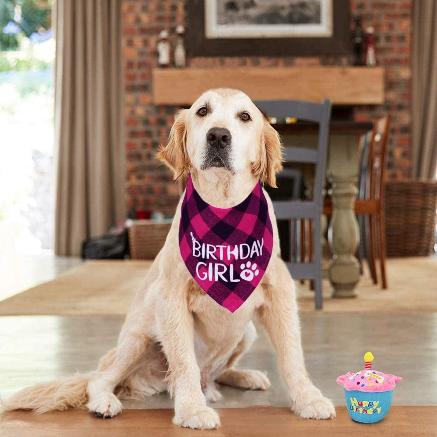 STMK Dog Birthday Bandana, Dog Birthday Girl Bandana Triangle Scarf for Dog Puppy Birthday Animals & Pet Supplies > Pet Supplies > Dog Supplies > Dog Apparel STMK   