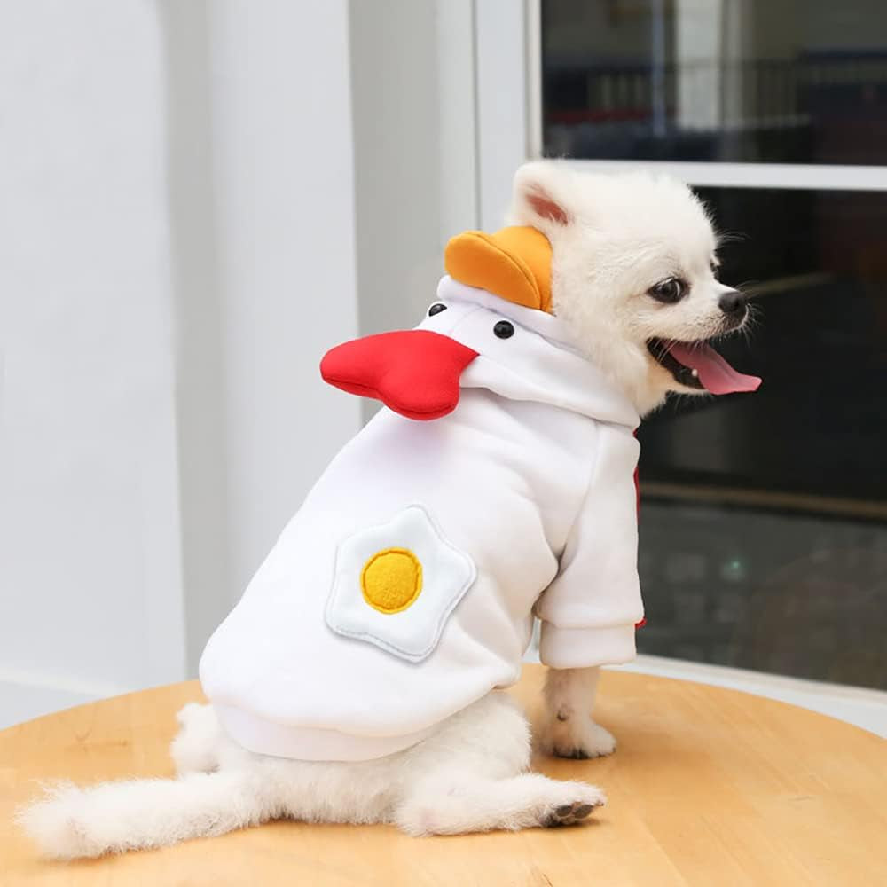 Dog Hoodie- Dog Basic Sweater Coat Cute Frog Shape Warm Jacket Pet Cold Weather Clothes Outfit Outerwear for Small Dogs Cats Puppy Small Animals（L） Animals & Pet Supplies > Pet Supplies > Dog Supplies > Dog Apparel MJEMS White-01 Medium 