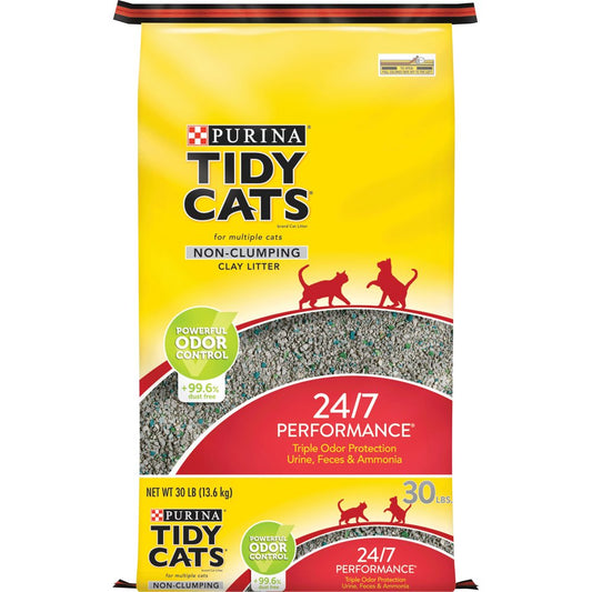 Purina Tidy Cats Non Clumping Cat Litter, 24/7 Performance Multi Cat Litter, 30 Lb. Bag Animals & Pet Supplies > Pet Supplies > Cat Supplies > Cat Litter Nestlé Purina PetCare Company 30 lbs  