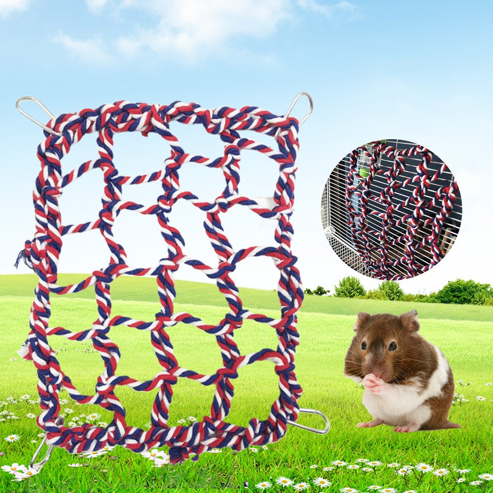 Lohuatrd Bird Climbing Toy Hammock Toy Cotton Rope Weaving Cage Accessories Bird Parrot Toy Climbing Net for Hamster Squirrel Animals & Pet Supplies > Pet Supplies > Bird Supplies > Bird Cage Accessories Lohuatrd   