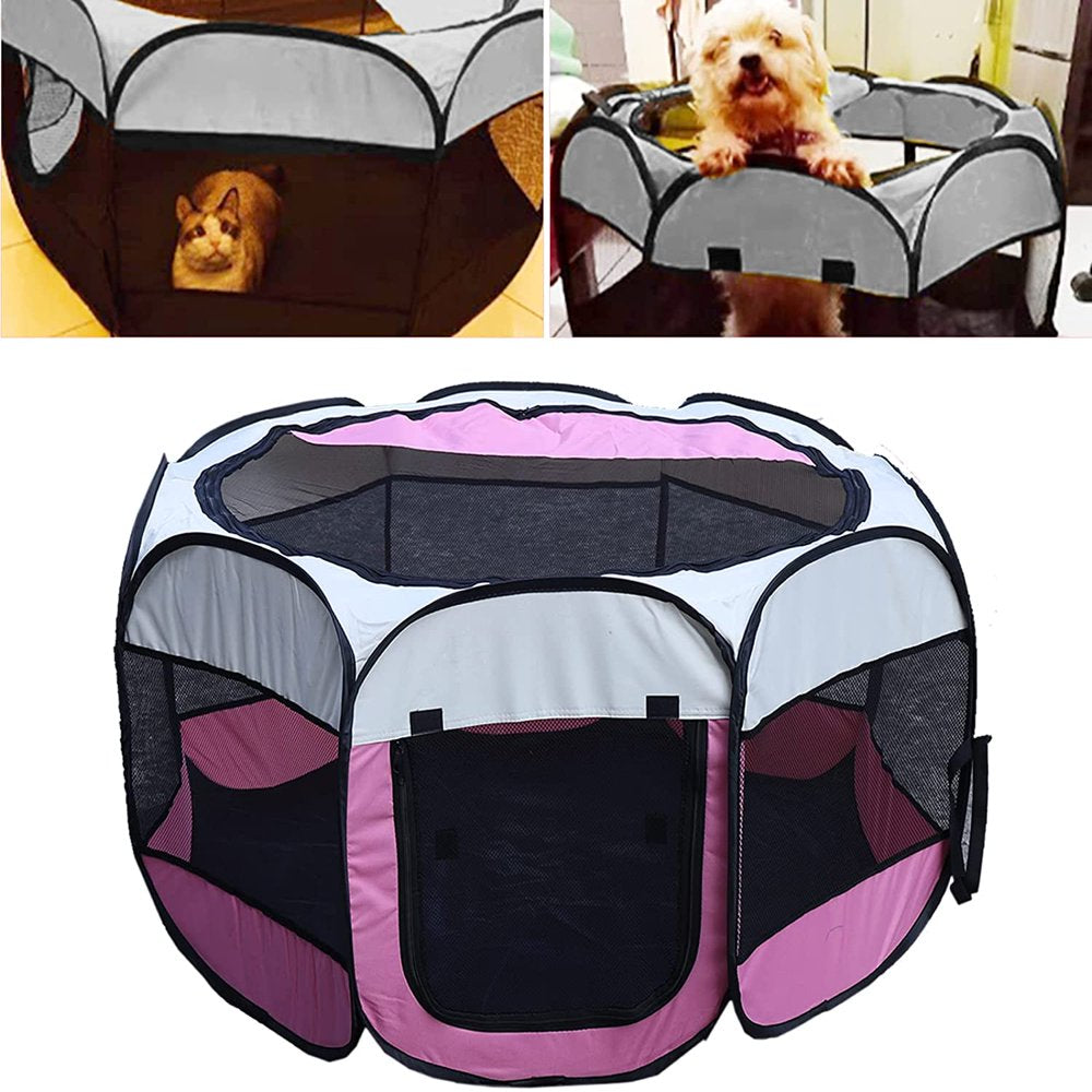 FETCOI Foldable Dog Cat Tent Pet Playpen Portable Exercise Kennel Fence 8-Panel