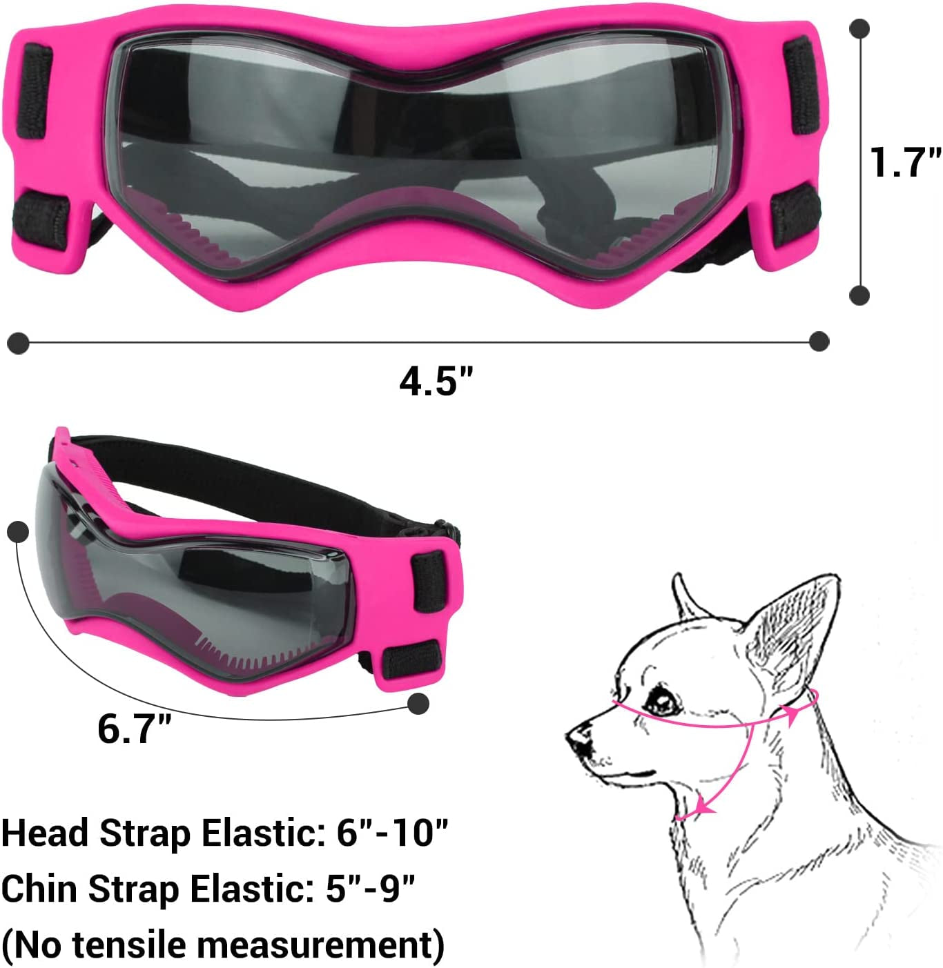 Enjoying Small Dog Goggles UV Protection Doggy Sunglasses Windproof Antifog Pet Glasses for Small Dogs Cats Eye Wear, Soft Frame, Cool Pink Animals & Pet Supplies > Pet Supplies > Dog Supplies > Dog Apparel Enjoying   