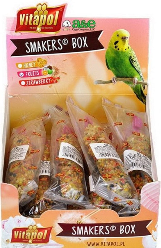 36 Count (3 X 12 Ct) AE Cage Company Smakers Parakeet Fruit Treat Sticks Animals & Pet Supplies > Pet Supplies > Bird Supplies > Bird Treats A&E Cage 36 count (3 x 12 ct)  