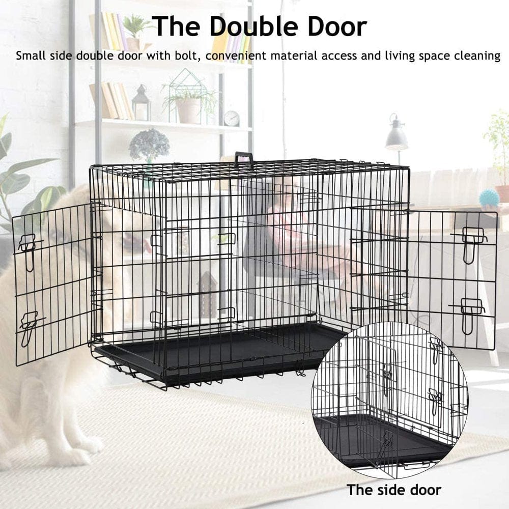 36 Inch Dog Crates for Medium Dogs Folding Dog Cages Dog Kennels Pet Animal Segregation Cage Crate with Double-Door,Tray,Handle and Divider for Dog Training Indoor Animals & Pet Supplies > Pet Supplies > Dog Supplies > Dog Kennels & Runs Dkeli   