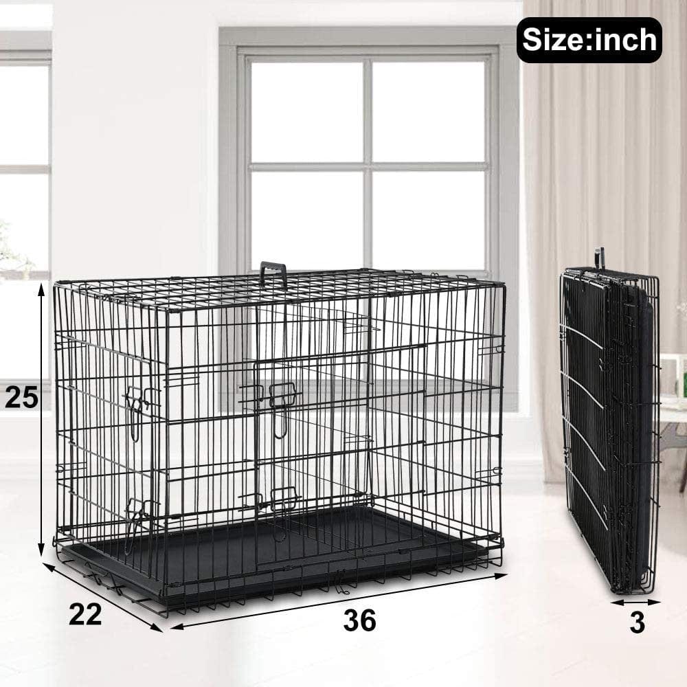 36 Inch Dog Crates for Medium Dogs Folding Dog Cages Dog Kennels Pet Animal Segregation Cage Crate with Double-Door,Tray,Handle and Divider for Dog Training Indoor Animals & Pet Supplies > Pet Supplies > Dog Supplies > Dog Kennels & Runs Dkeli   