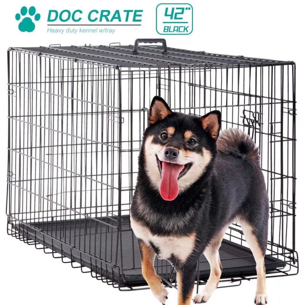 36 Inch Dog Crates for Medium Dogs Folding Dog Cages Dog Kennels Pet Animal Segregation Cage Crate with Double-Door,Tray,Handle and Divider for Dog Training Indoor Animals & Pet Supplies > Pet Supplies > Dog Supplies > Dog Kennels & Runs Dkeli 42"  