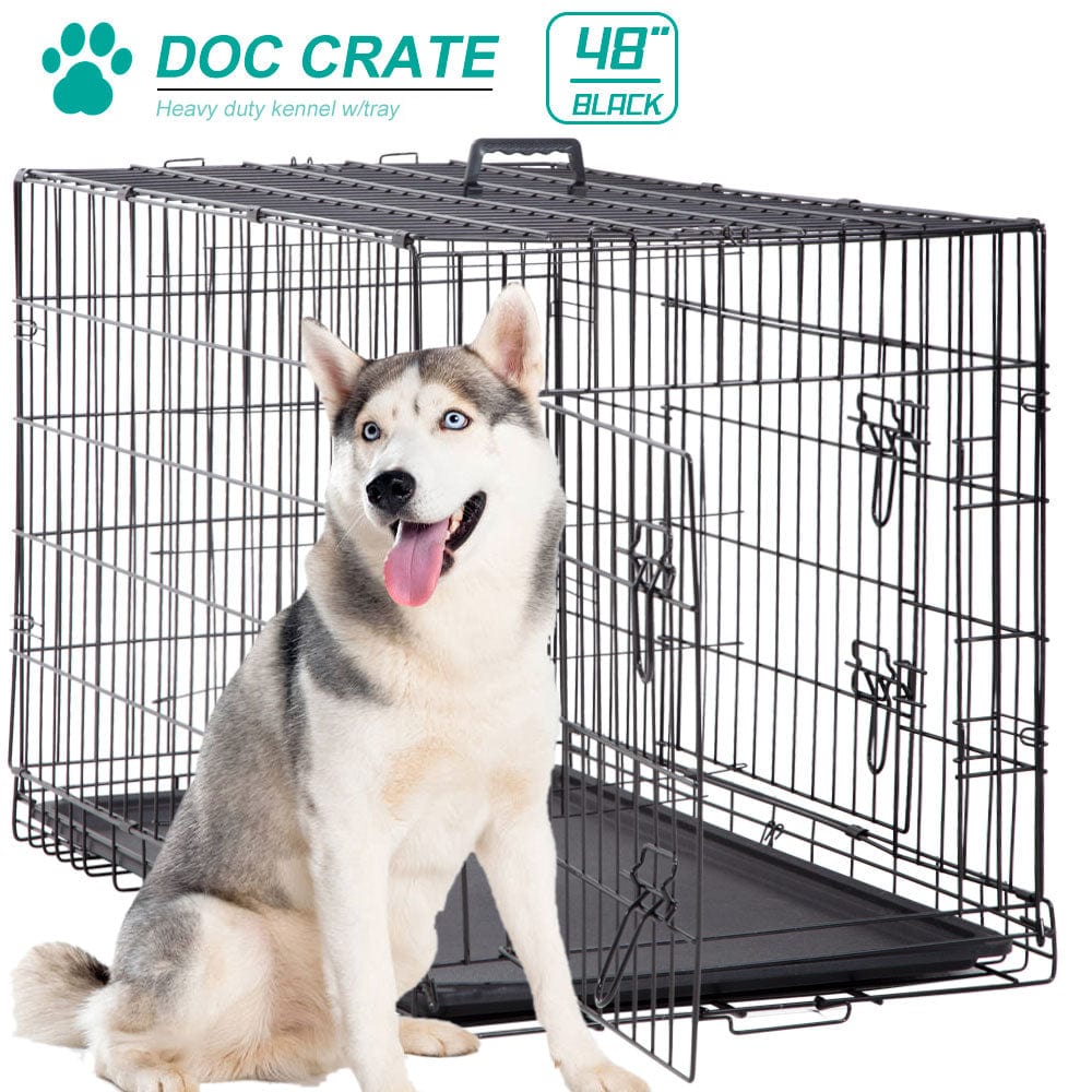 36 Inch Dog Crates for Medium Dogs Folding Dog Cages Dog Kennels Pet Animal Segregation Cage Crate with Double-Door,Tray,Handle and Divider for Dog Training Indoor Animals & Pet Supplies > Pet Supplies > Dog Supplies > Dog Kennels & Runs Dkeli 48"  