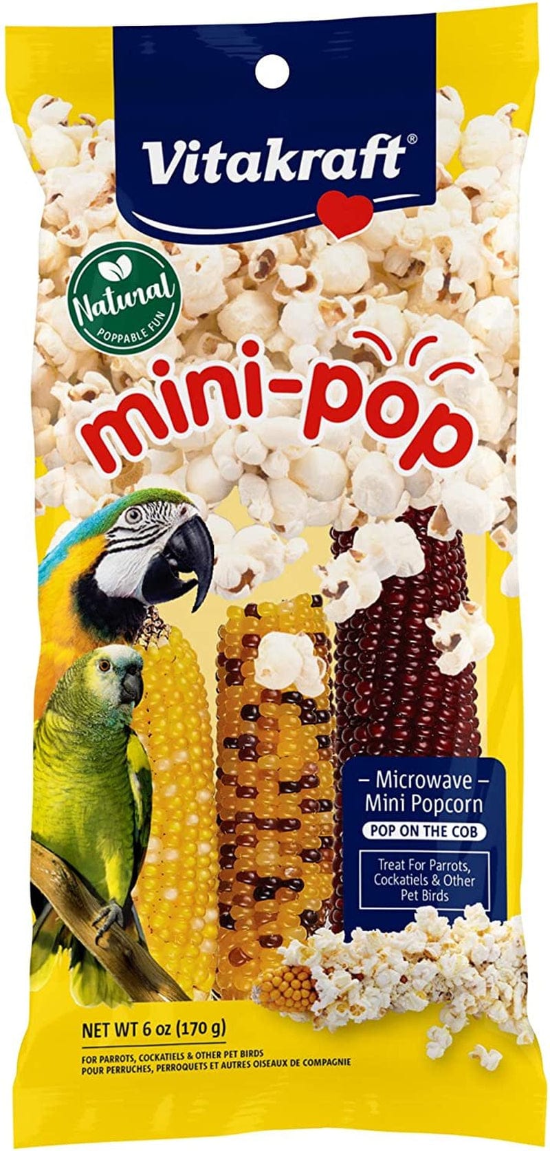 36 Oz (6 X 6 Oz) Vitakraft Mini-Pop Corn Treat for Pet Birds