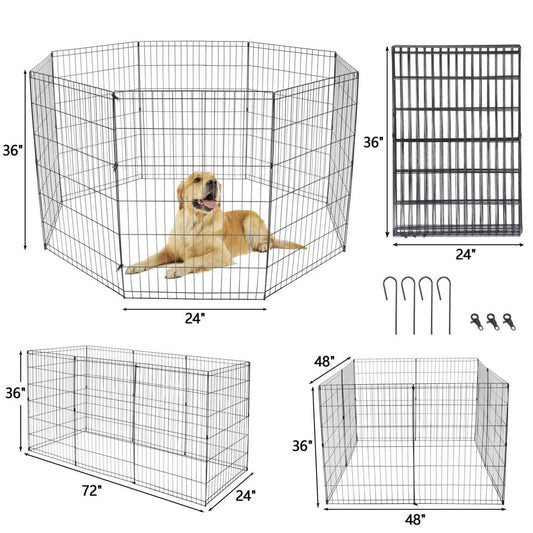 36" Pet Playpen 8 Panel Indoor & Outdoor Folding Metal Exercise Puppy Cat Fence Barrier Kennel Animals & Pet Supplies > Pet Supplies > Dog Supplies > Dog Kennels & Runs Segawe   