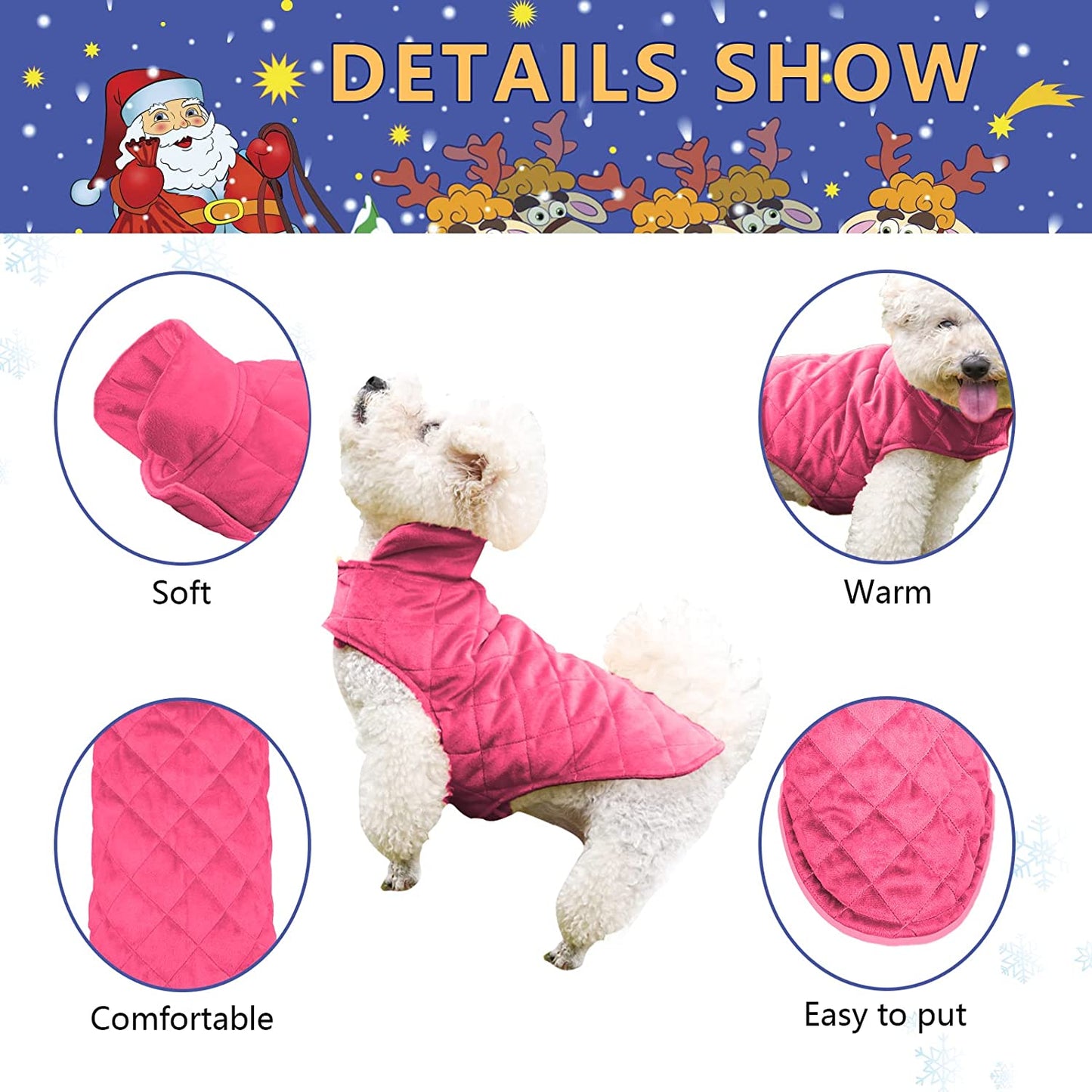 Cnarery Dog Fleece Vest, Puppy Dog Turtleneck Winter Sweaters Coat Dog Clothes Pet Dog Cold Weather Coats Snow Jacket Vest for Small Medium Dogs(Fuchsia) Animals & Pet Supplies > Pet Supplies > Dog Supplies > Dog Apparel Cnarery   