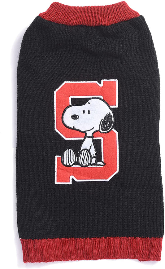 Peanuts for Pets Comics Snoopy Collegiate Dog Sweater, Small | Soft and Comfortable Dog Apparel Dog Clothing Dog Shirt | Snoopy Small Dog Sweater, Small Dog Shirt for Small Dogs, Black, (FF20072) Animals & Pet Supplies > Pet Supplies > Dog Supplies > Dog Apparel Fetch for Pets Black Small 