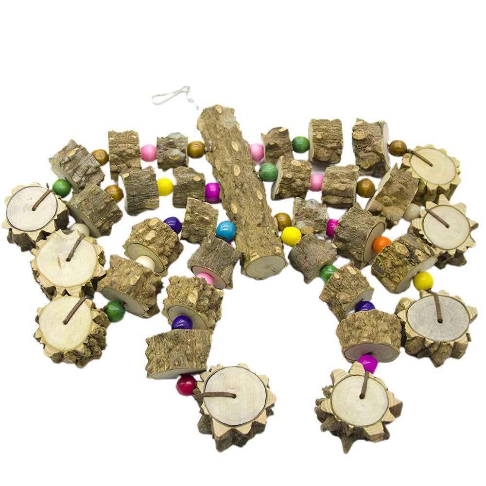 LOVECOM Parrot Toys Bird Chewing Toys Natural Wood Bird Chewing Toys Parakeet Cage Hammock Hanging Toy for African Grey Macaws Cockatoos Eclectus Parrot Birds Animals & Pet Supplies > Pet Supplies > Bird Supplies > Bird Toys LOVECOM   