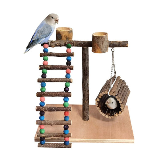 BINYOU Activity Parrot Play Stand Pet Training Climbing Ladder Bird Wooden Exercise Gym Holder Feeder for Home Living Room Decoration Wood Crafts Animals & Pet Supplies > Pet Supplies > Bird Supplies > Bird Gyms & Playstands BINYOU A  