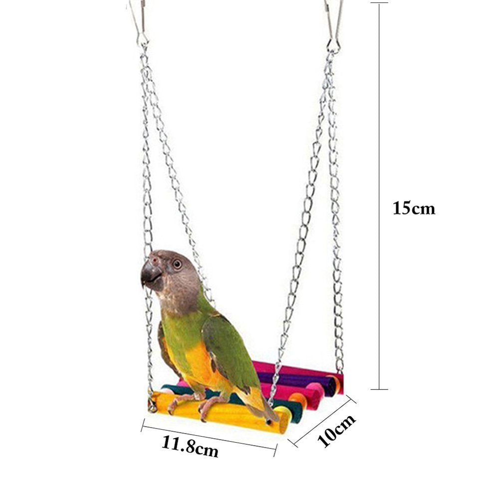 SYWAN 8Pcs Bird Parrot Toys,Hanging Bell Pet Bird Cage Hammock Swing Climbing Ladders Toy Wooden Perch Mirror Chewing Toy for Conures, Love Birds,Small Parakeets Cockatiels,Macaws Animals & Pet Supplies > Pet Supplies > Bird Supplies > Bird Ladders & Perches SYWAN   