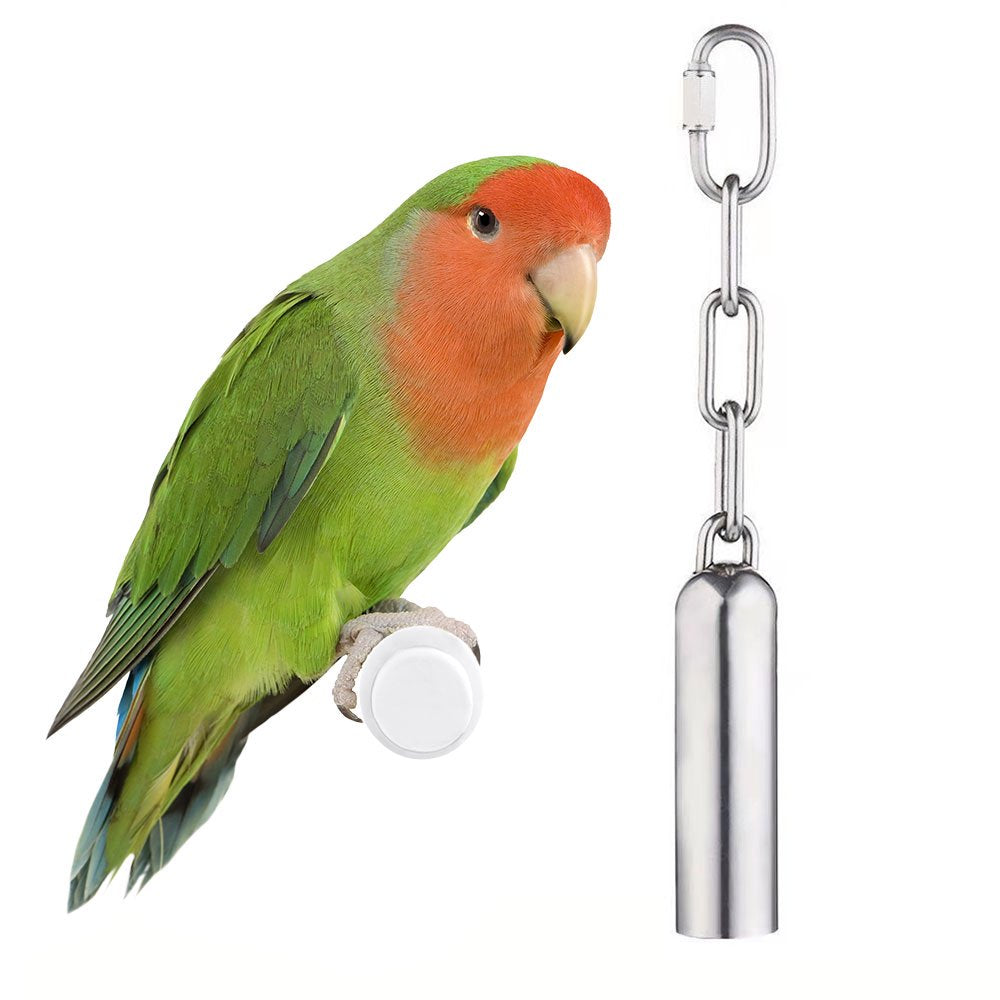 Squirrel Bell Swing Bells Medium Large Parrot Toy Stainless Steel Bell Stand Bell Parrot Cage Chew Toy Pet Bird Accessories for Parrot Macaw African Greys Small Cockatoo Parakeet Cockatiels