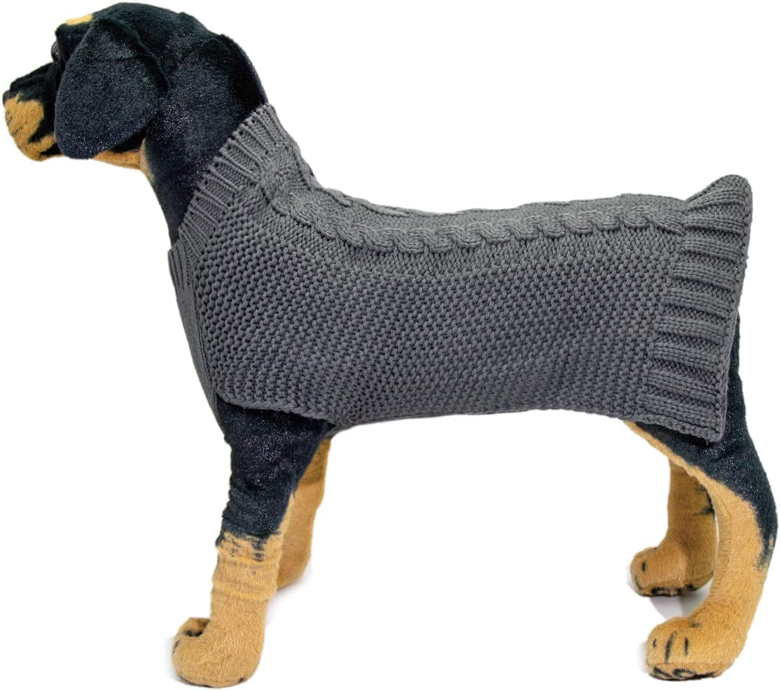 Ganfanren Dogs Sweater Knitted Winter Pullover Pet Coat Clothes (Grey Braided, X-Large) Animals & Pet Supplies > Pet Supplies > Dog Supplies > Dog Apparel Rongcheng Clothing   