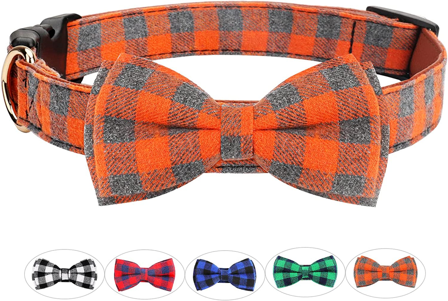 Dog Bow Tie Collar, Funow Plaid Bow Tie Dog Collar Unique Buckle Soft Comfortable, Adjustable Comfy Bowtie for Small Medium Large Dogs Cats Pets Durable Cotton Best Gift Cute Bowtie Detachable S Red Animals & Pet Supplies > Pet Supplies > Dog Supplies > Dog Apparel Funow Orange youth large / 11-13 