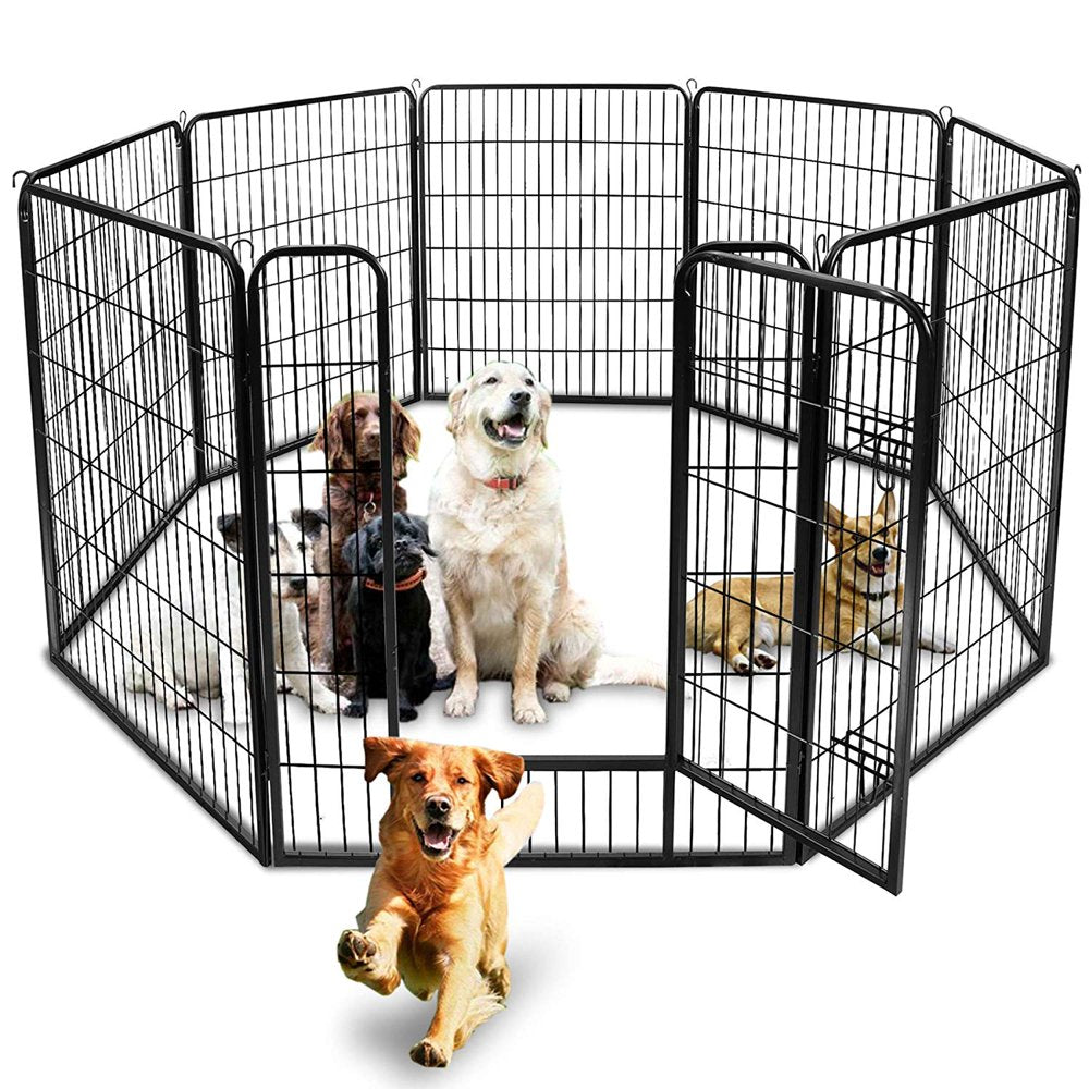 Dog Fence 8 Panels 40" H Pet Playpen Metal Outdoor Portable Camping Dog Fences Runs Cage Foldable Exercise Pens Fencing with Doors Indoor Temporary Fence for Dogs, Puppy, Garden Animals & Pet Supplies > Pet Supplies > Dog Supplies > Dog Kennels & Runs ChuHeDianZi   