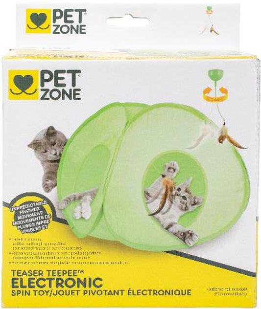 Pet Zone Teaser Tee Pee Electronic Spinning Feather Wand Cat Toy