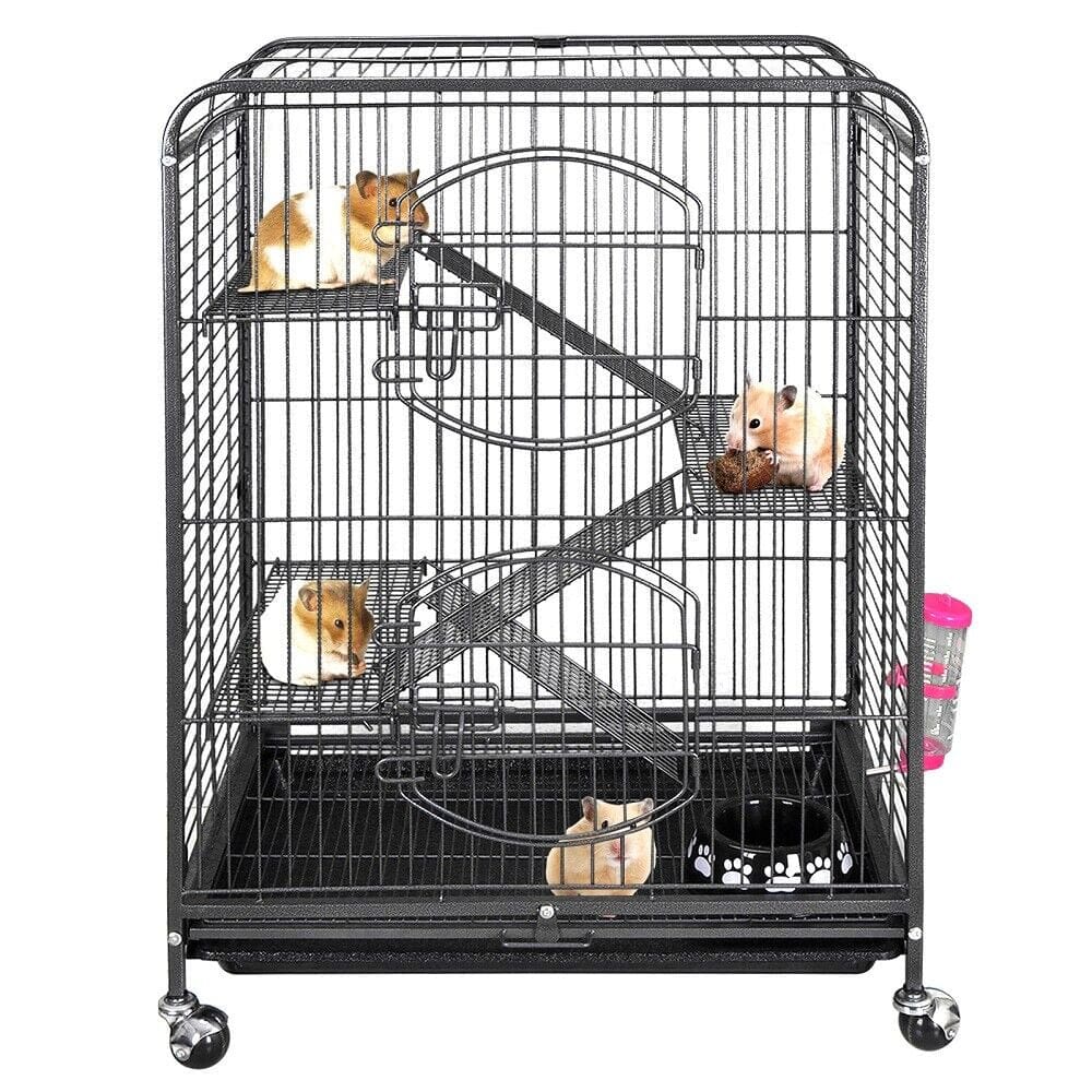 37'' 4 Level Indoor Ferret Rabbit Cage Small Animals Hutch Habitat with Feeder Animals & Pet Supplies > Pet Supplies > Small Animal Supplies > Small Animal Habitats & Cages BOLESHU   