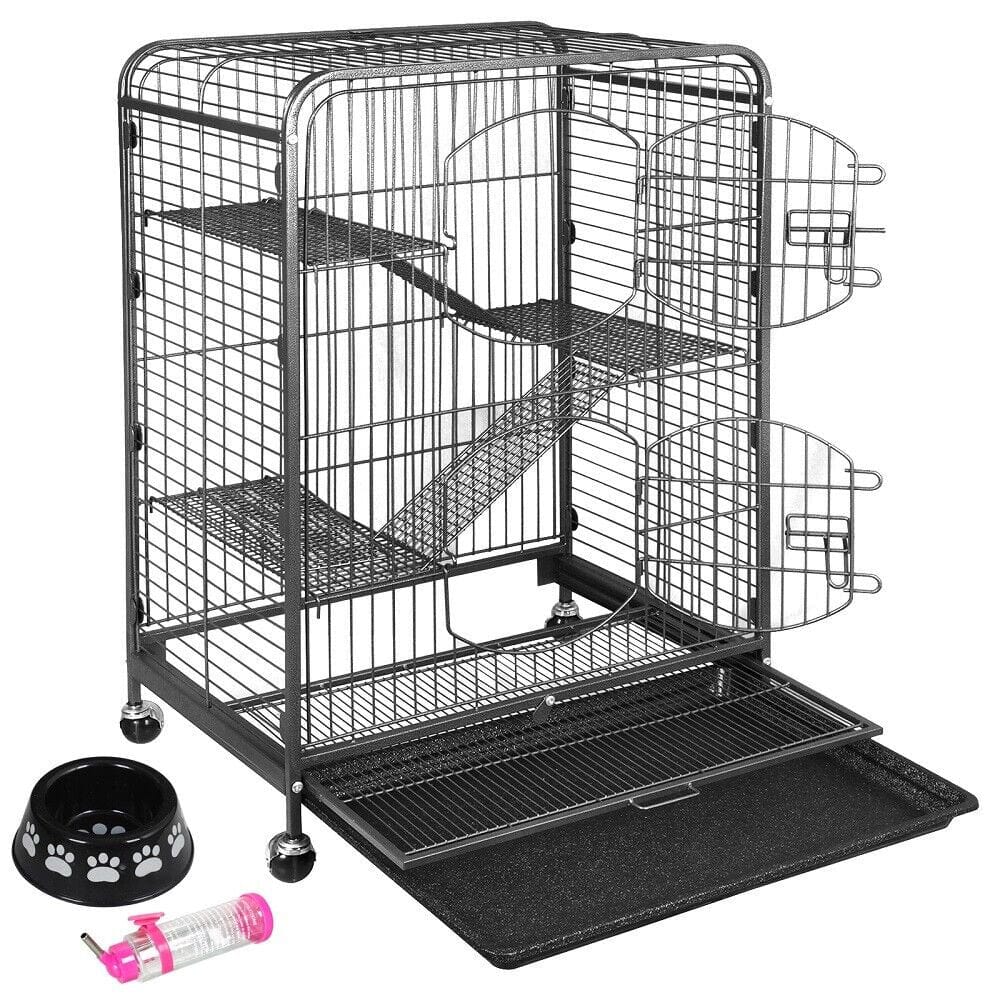 37'' 4 Level Indoor Ferret Rabbit Cage Small Animals Hutch Habitat with Feeder Animals & Pet Supplies > Pet Supplies > Small Animal Supplies > Small Animal Habitats & Cages BOLESHU   