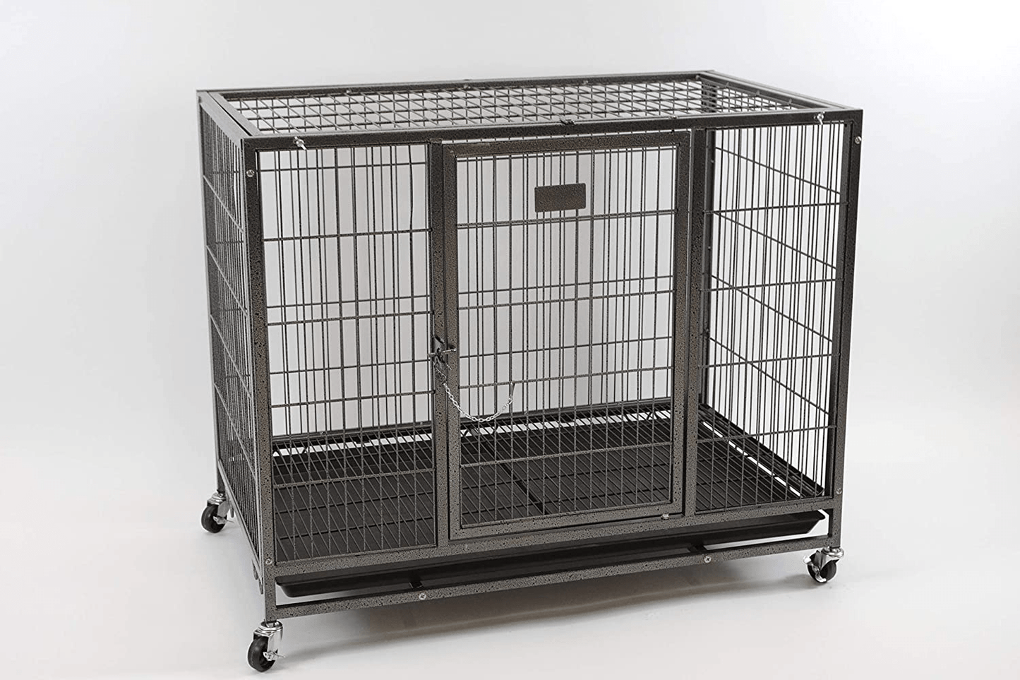 37" Homey Pet Heavy Duty Metal Open Top Cage W/ Floor Grid, Casters and Tray