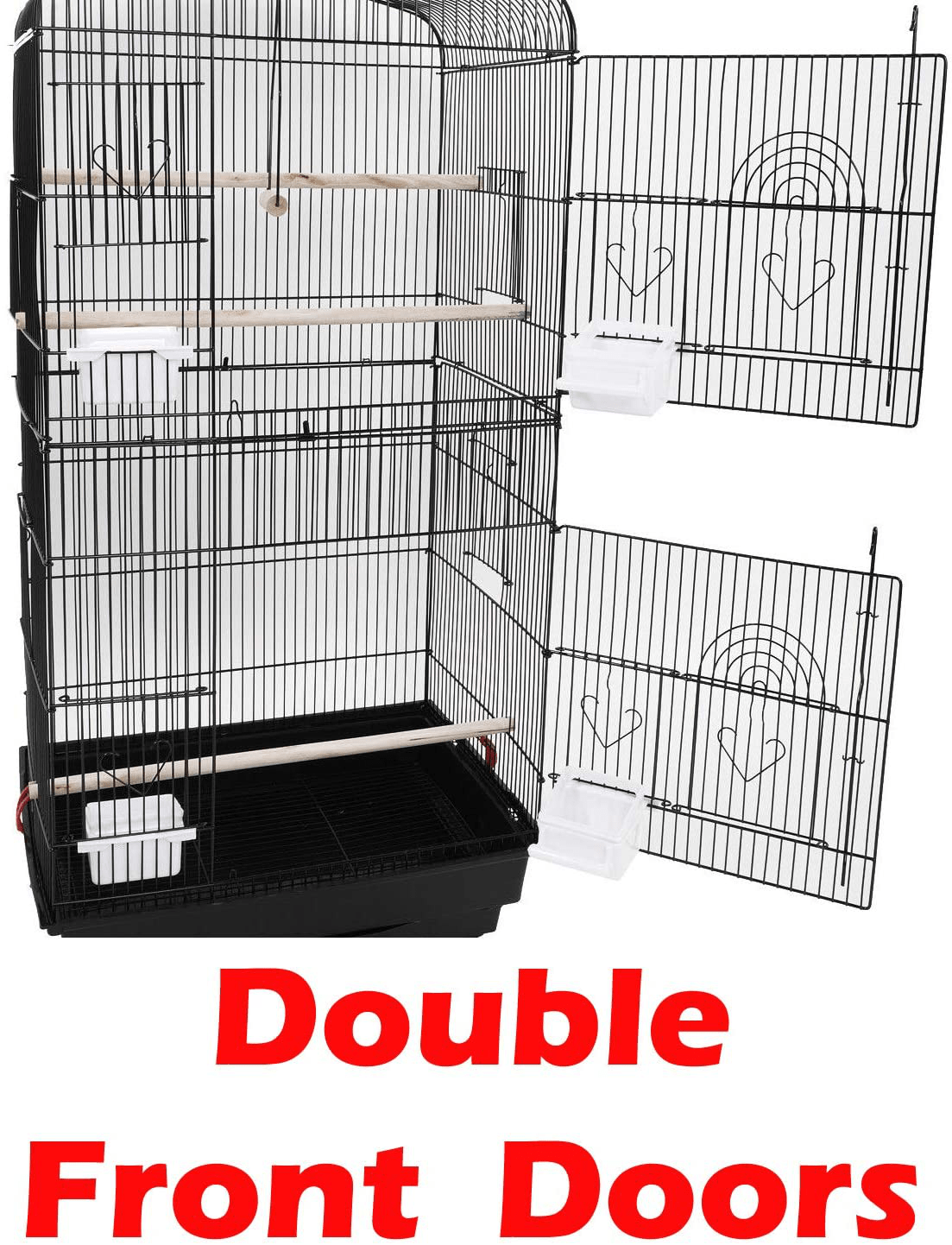 37-Inch Portable Double Roof Top Hanging Flight Bird Cage with Playing Toys for Small Parrot Cockatiel Sun Quaker Parakeet Green Cheek Conure Parrotlet Finch Canary Budgie Lovebird Travel Bird Cage Animals & Pet Supplies > Pet Supplies > Bird Supplies > Bird Cages & Stands Mcage   