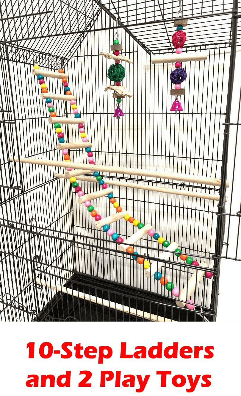 37-Inch Portable Hanging Medium Flight Bird Cage for Cockatiel Sun Quaker Parakeet Green Cheek Conure Parrotlet Finch Canary Budgie Lovebird Small Parrot Travel Bird Cage Animals & Pet Supplies > Pet Supplies > Bird Supplies > Bird Cages & Stands Mcage   