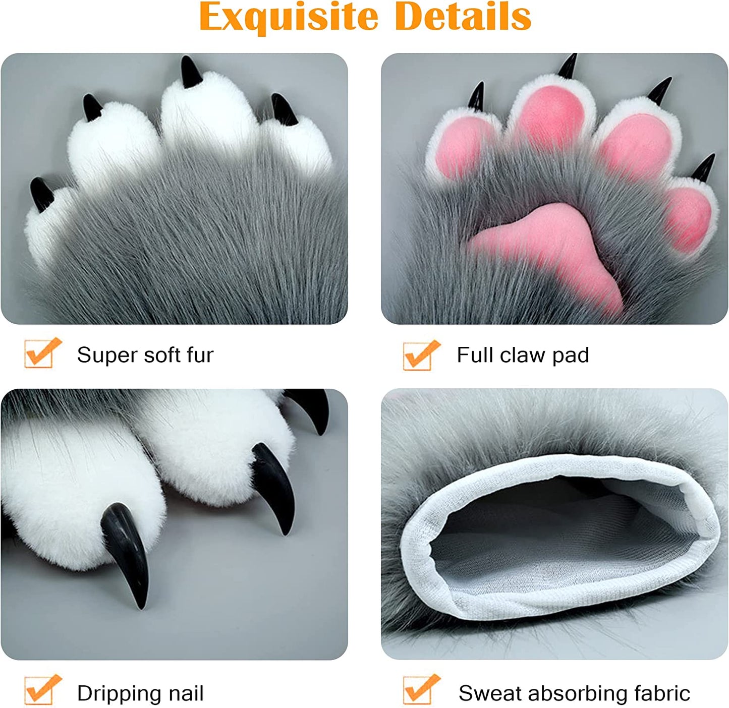 BNLIDES Cosplay Animal Cat Wolf Dog Fox Paws Claws Gloves Costume Accessories for Adults (White) Animals & Pet Supplies > Pet Supplies > Dog Supplies > Dog Apparel BNLIDES   