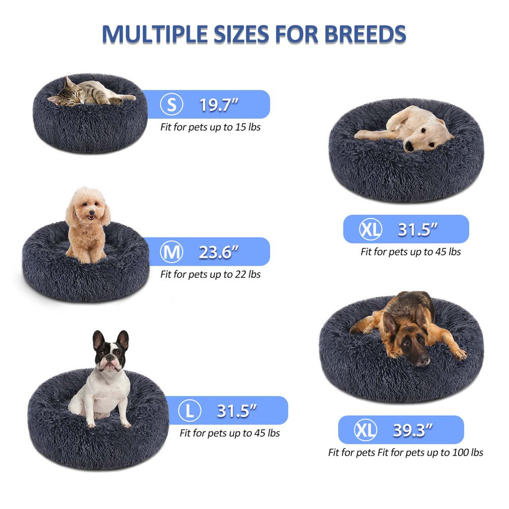 Focuspet Calming Donut Shag Cuddler 40" Dog Bed , for Large Size Dogs up to 100 Lbs, Anti-Slip & Water-Resistant Calming Bed Animals & Pet Supplies > Pet Supplies > Cat Supplies > Cat Beds PetPalace   