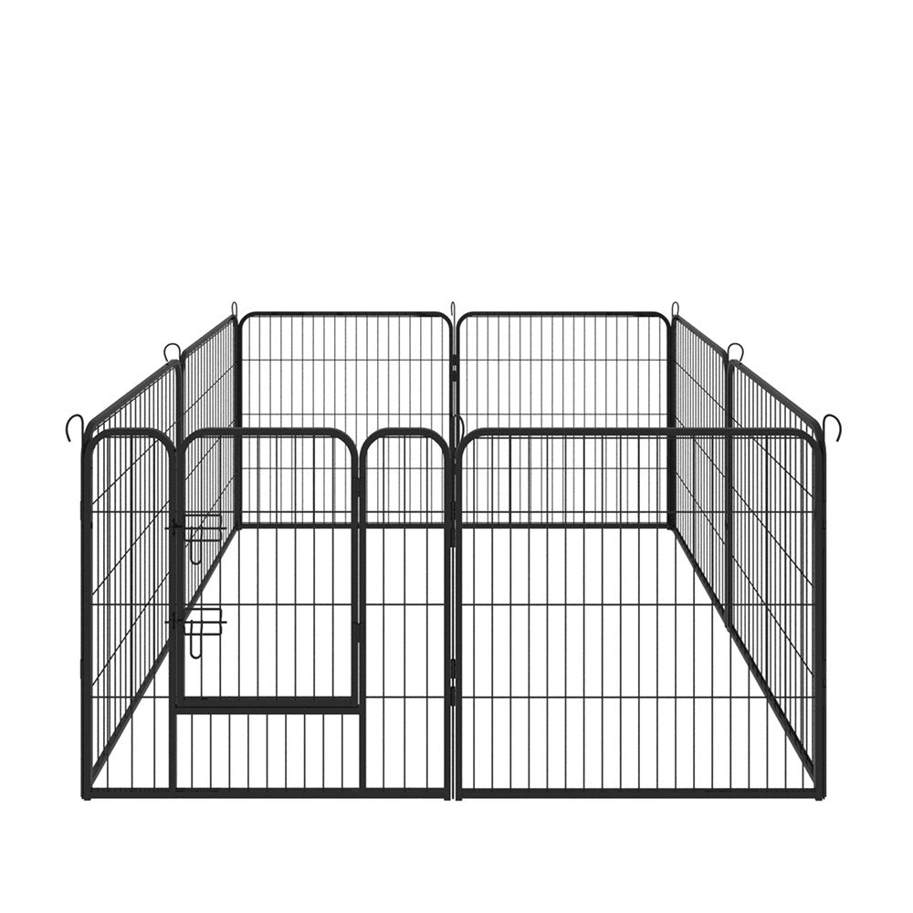 Gplesas Puppy Dog Cat Iron Pet Playpen Folding Ultra-Durable Fence Exercise Homes Kennel Metal Run Indoor Black 31.5*31.5 Inches*16 Panels
