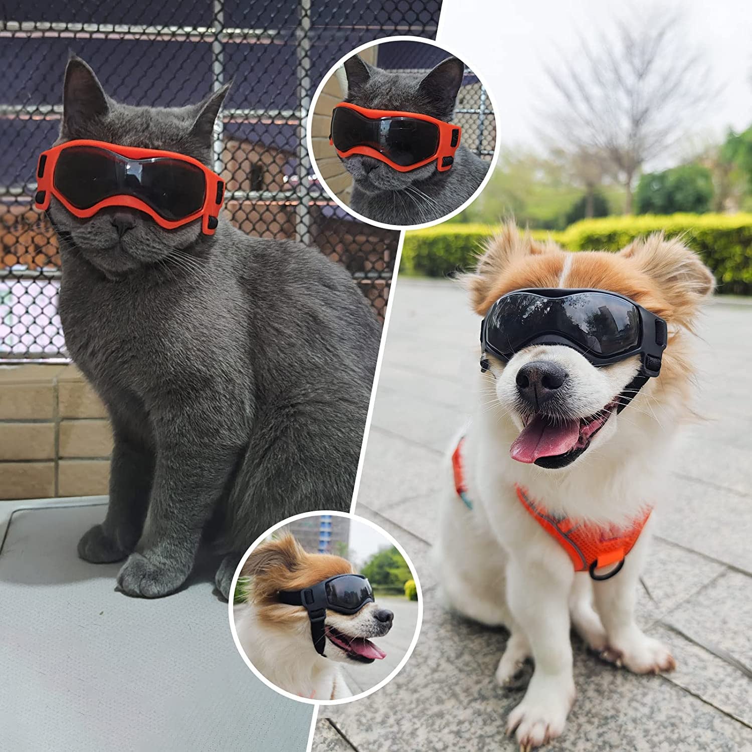 Enjoying Small Dog Goggles UV Protection Doggy Sunglasses Windproof Antifog Pet Glasses for Small Dogs Cats Eye Wear, Soft Frame, Cool Pink Animals & Pet Supplies > Pet Supplies > Dog Supplies > Dog Apparel Enjoying   