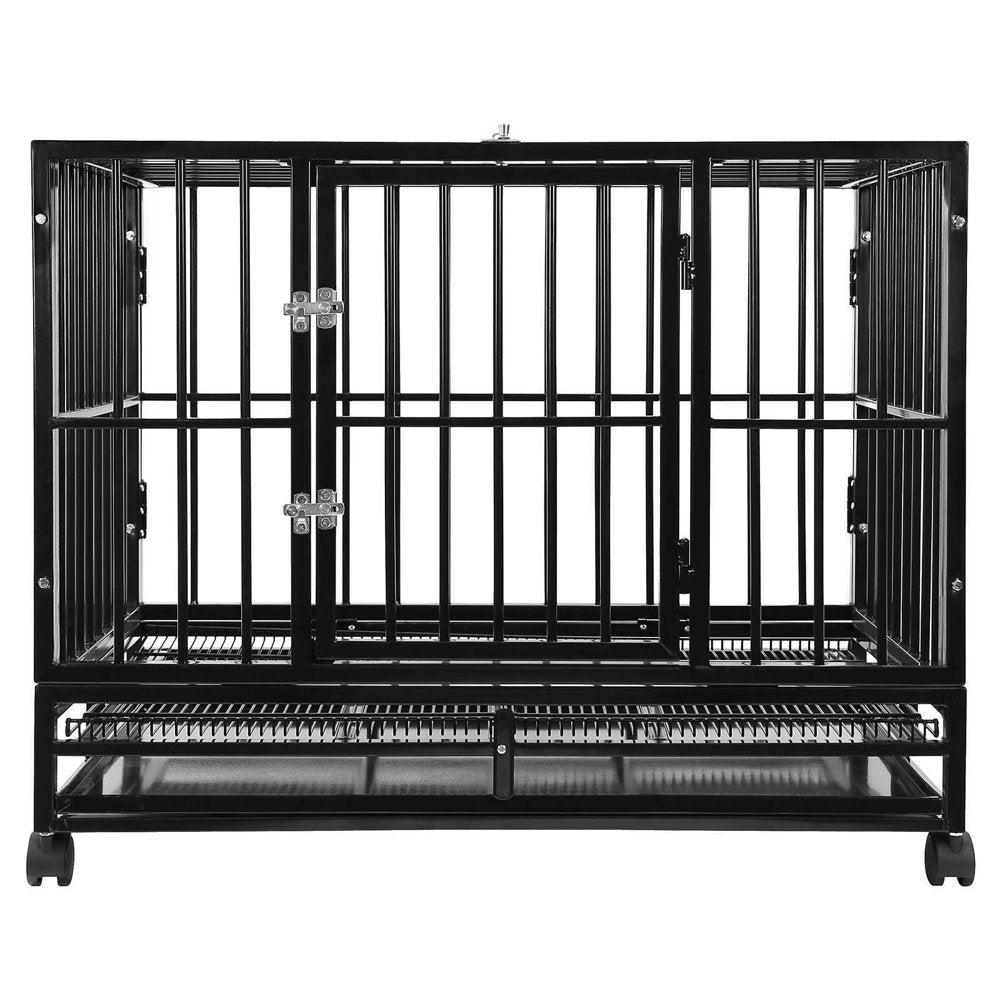 Smithbuilt Heavy Duty Dog Cage, Double Door, Large, 42"L Animals & Pet Supplies > Pet Supplies > Dog Supplies > Dog Kennels & Runs SmithBuilt 42" L x 30" W x 34" H Black 