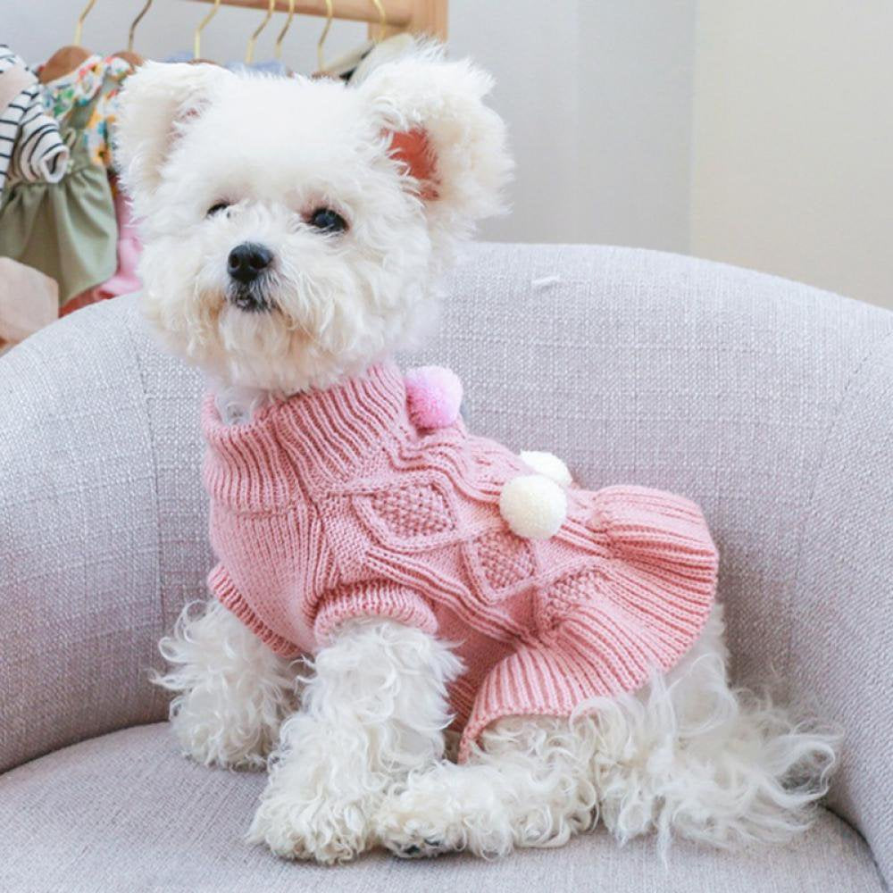 Dogs Sweater Dress with Bowtie Checkered Winter Sweater Clothes Apparel for Small Puppy Chihuahua Corgi Pink S Animals & Pet Supplies > Pet Supplies > Dog Supplies > Dog Apparel PATIO_PEACE_INC XS Pink 