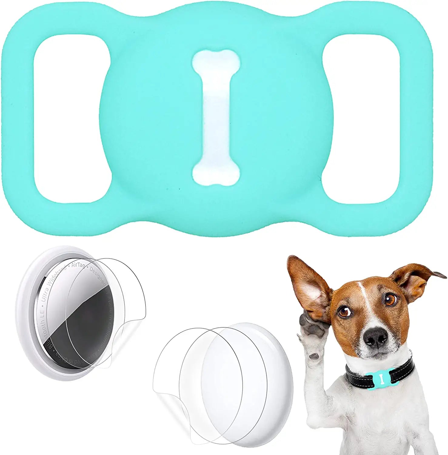 Protective Case Compatible for Apple Airtags for Dog Cat Collar Pet Loop Holder, Airtag Holder Accessories with Screen Protectors, Air Tag Silicone Cover for Pet Collar Electronics > GPS Accessories > GPS Cases Wustentre Mint Green  
