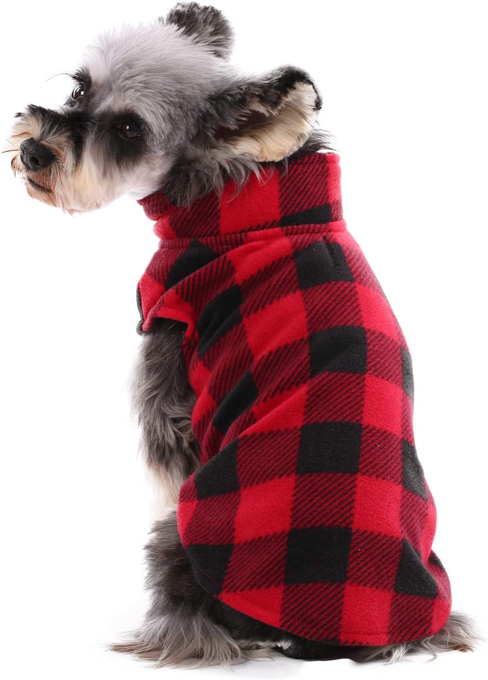 Kuoser Stretch Dog Fleece Vest, Soft Classic Plaid Basic Dog Sweater for Small Dogs & Cats, Warm Dogs Shirt Pullover Dog Coat Jacket Winter Dog Clothes for Teddy Chihuahua Yorkshire with Leash HOL Animals & Pet Supplies > Pet Supplies > Dog Supplies > Dog Apparel Kuoser   