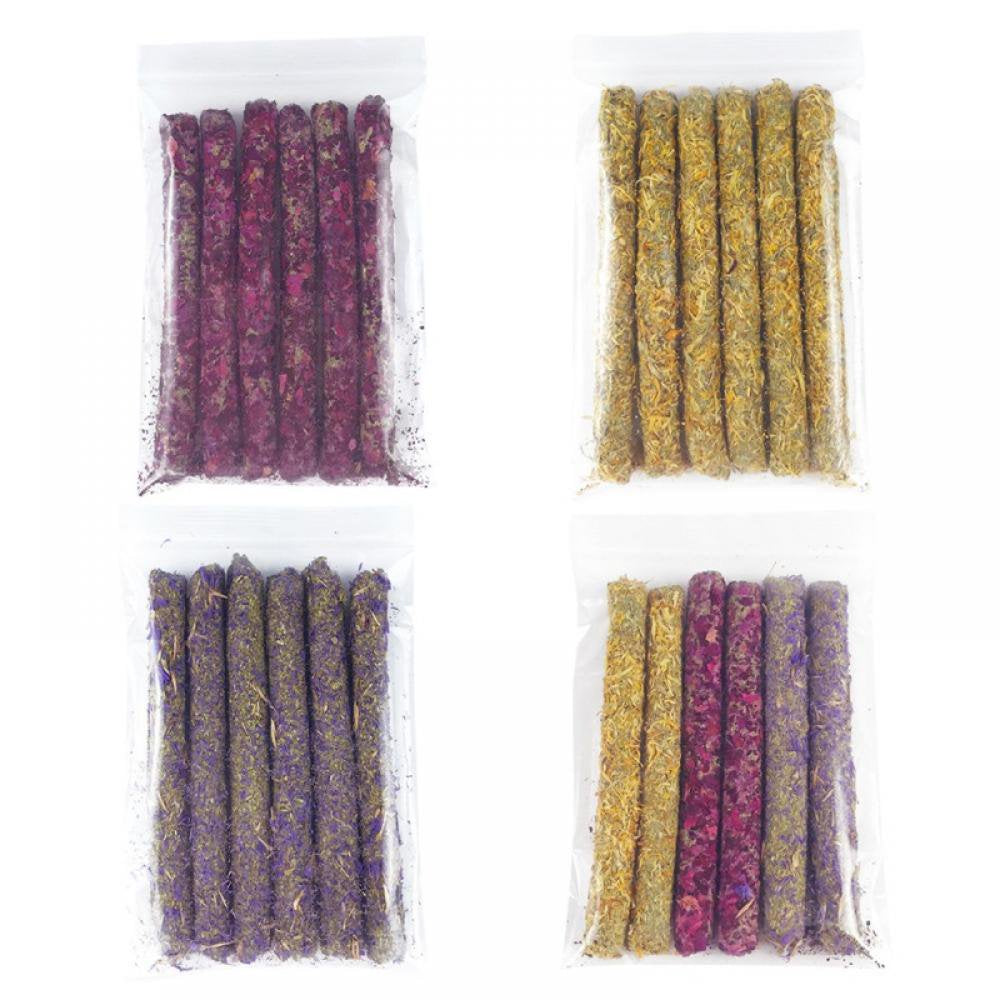 Natural Flowers Flavored Timothy Hay Sticks Rabbit Chew Toys Hamster Molar Snacks Perfect Food Accessories for Bunny Guinea Pigs Rats Chinchillas Gerbils and Other Small Animals Animals & Pet Supplies > Pet Supplies > Small Animal Supplies > Small Animal Treats Autmor   