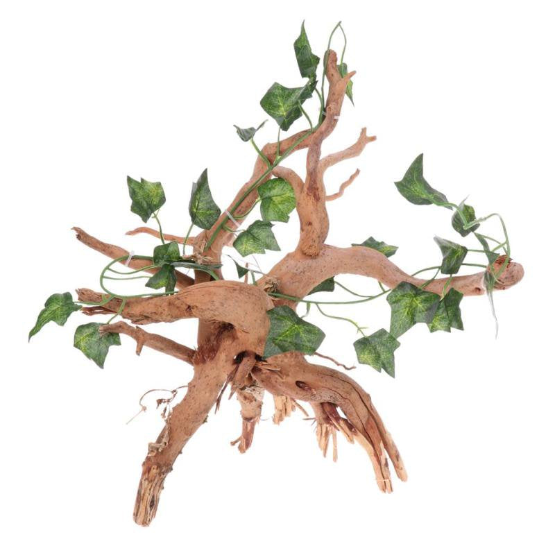 Natural Rhododendron Wood Root with Artificial Vine Leaf- Creates Natural-Looking Habitat for Reptile and Amphibian-Décor & Animals & Pet Supplies > Pet Supplies > Small Animal Supplies > Small Animal Habitat Accessories Magideal   