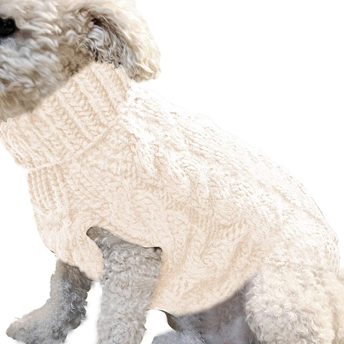 Pet Dog Turtleneck Knitting Sweater Coat Winter Warmer Thickening Pullover Knitwear Crochet Coat Clothes for Small Medium Large Dog Puppy Cat (L, White) Animals & Pet Supplies > Pet Supplies > Dog Supplies > Dog Apparel Winmany1112   